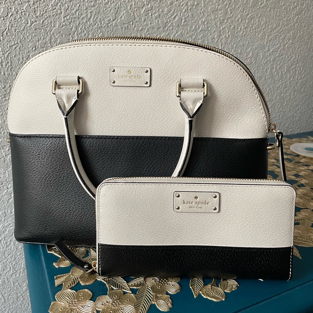 Kate Spade Two-Tone Black and Cream Satchel Set
